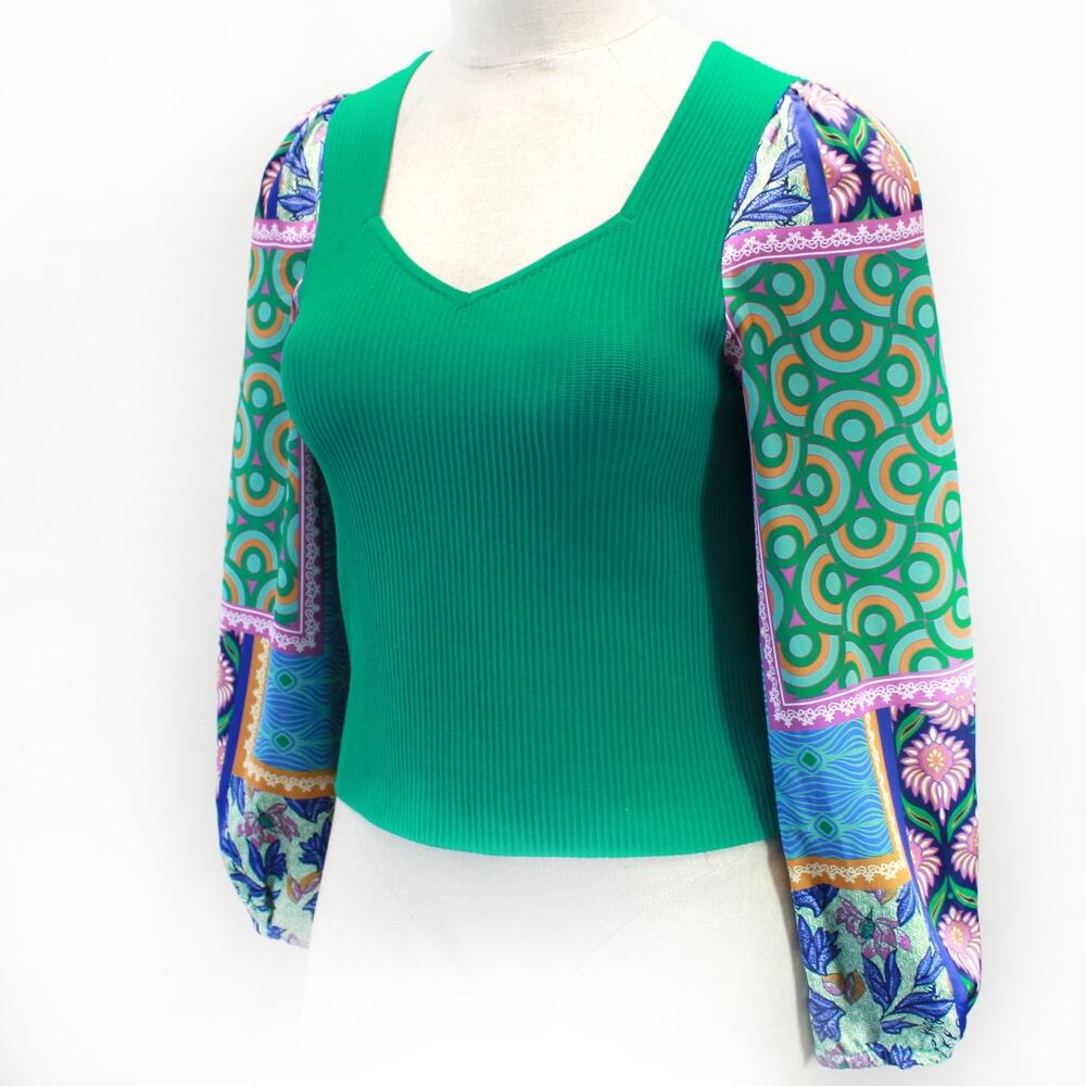 Bailey/44 milkmaid festival scuba Y2K shirt blouse top XL puffy sleeve